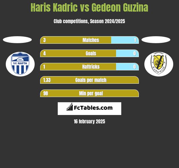 Haris Kadric vs Gedeon Guzina h2h player stats