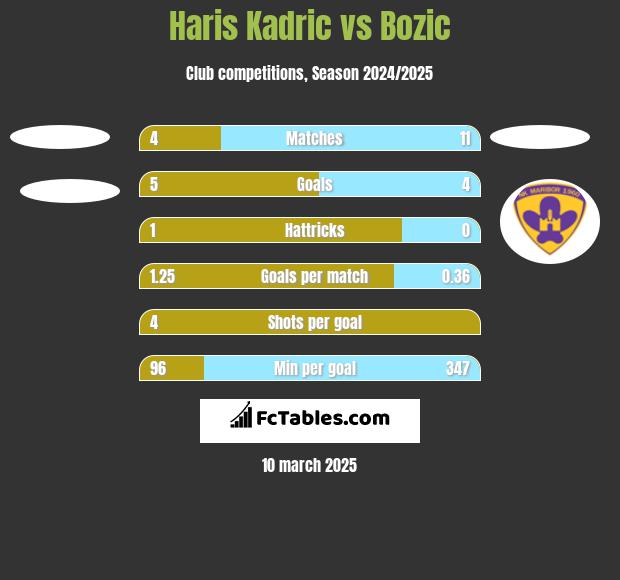 Haris Kadric vs Bozic h2h player stats