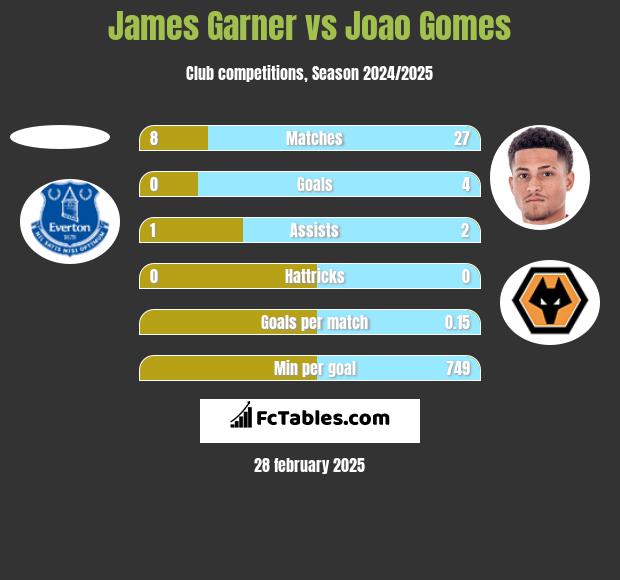 James Garner vs Joao Gomes h2h player stats