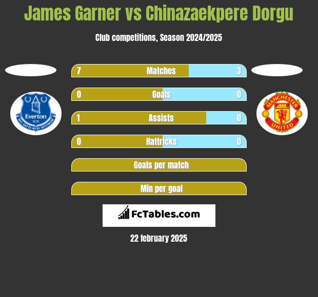 James Garner vs Chinazaekpere Dorgu h2h player stats