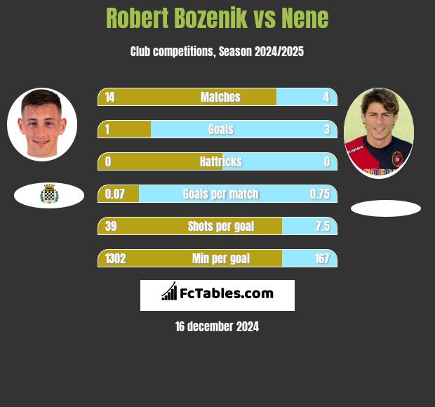 Robert Bozenik vs Nene h2h player stats