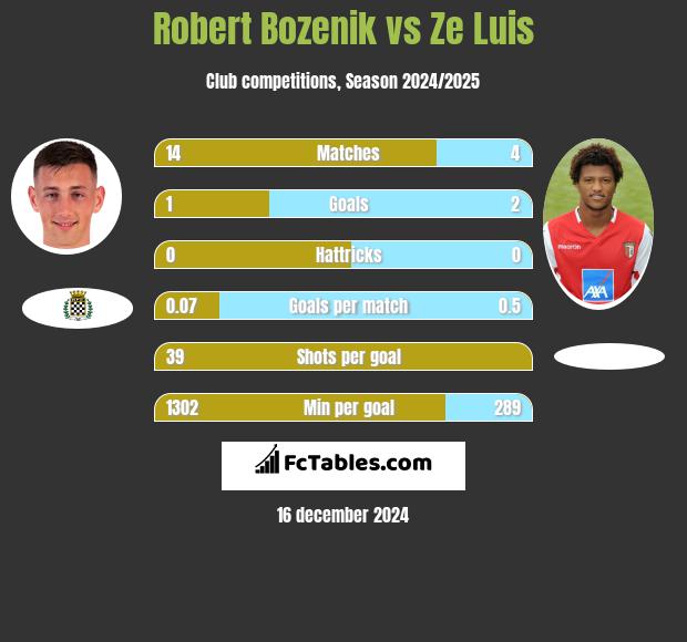 Robert Bozenik vs Ze Luis h2h player stats