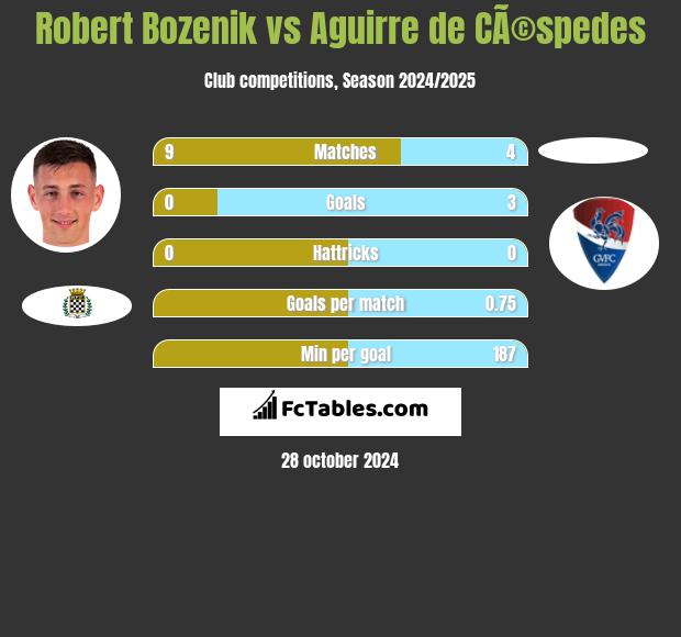 Robert Bozenik vs Aguirre de CÃ©spedes h2h player stats