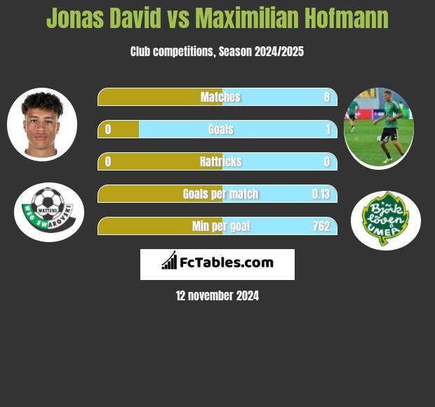 Jonas David vs Maximilian Hofmann h2h player stats