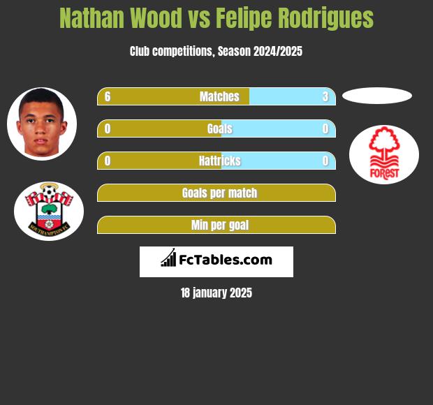 Nathan Wood vs Felipe Rodrigues h2h player stats