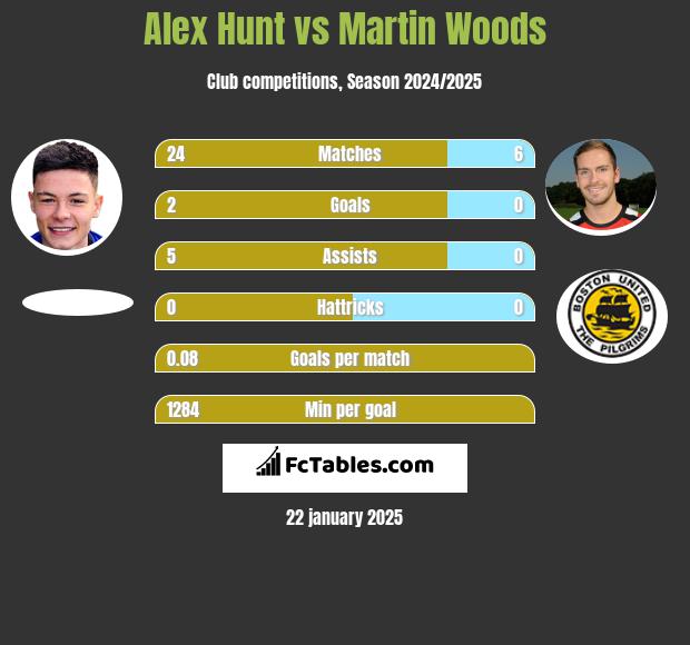 Alex Hunt vs Martin Woods h2h player stats