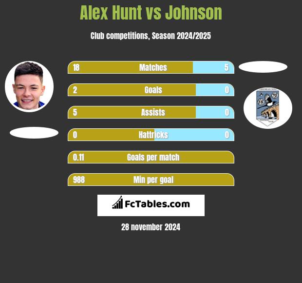 Alex Hunt vs Johnson h2h player stats