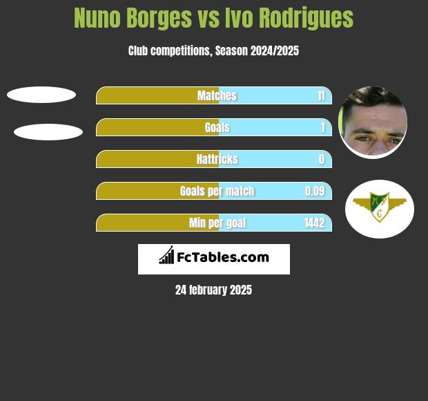 Nuno Borges vs Ivo Rodrigues h2h player stats