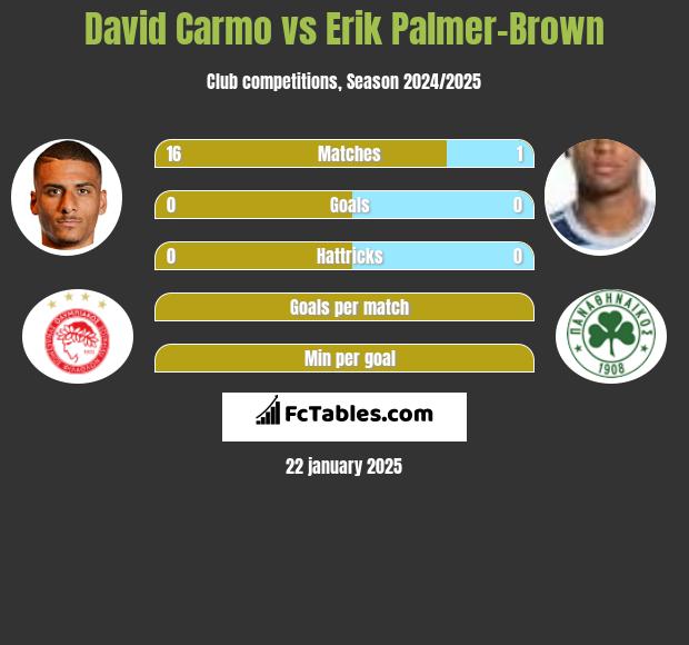 David Carmo vs Erik Palmer-Brown h2h player stats