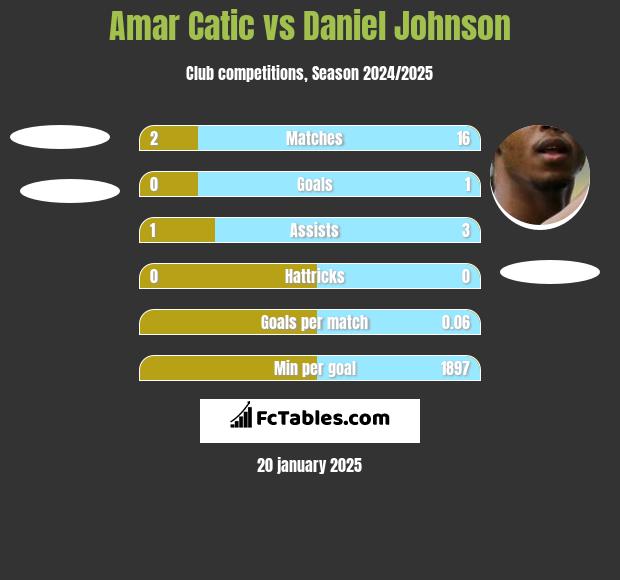 Amar Catic vs Daniel Johnson h2h player stats