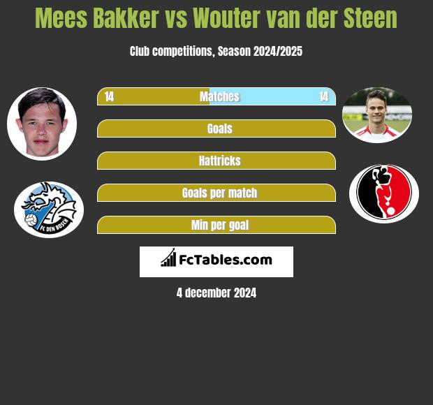 Mees Bakker vs Wouter van der Steen h2h player stats