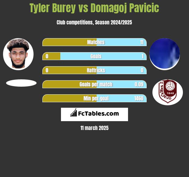 Tyler Burey vs Domagoj Pavicic h2h player stats