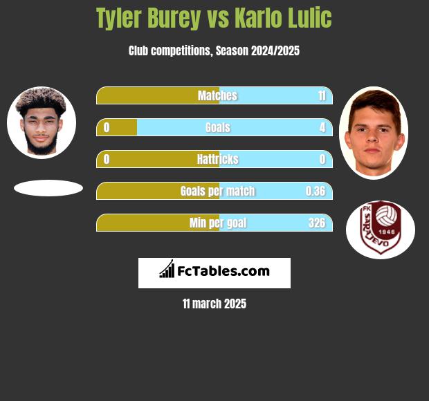 Tyler Burey vs Karlo Lulic h2h player stats