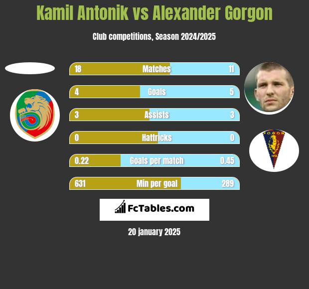 Kamil Antonik vs Alexander Gorgon h2h player stats