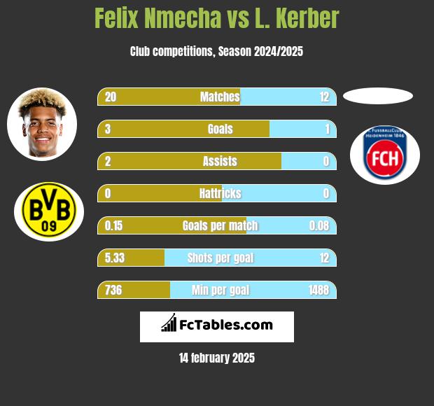 Felix Nmecha vs L. Kerber h2h player stats