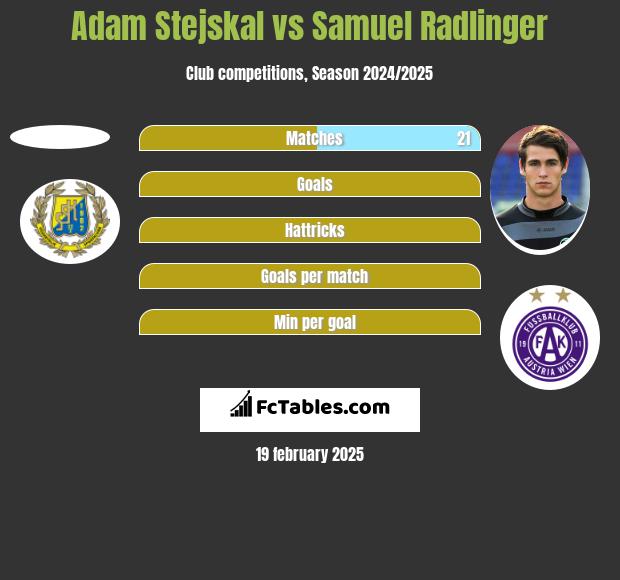 Adam Stejskal vs Samuel Radlinger h2h player stats