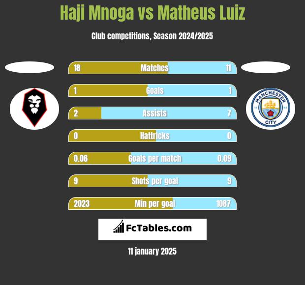 Haji Mnoga vs Matheus Luiz h2h player stats