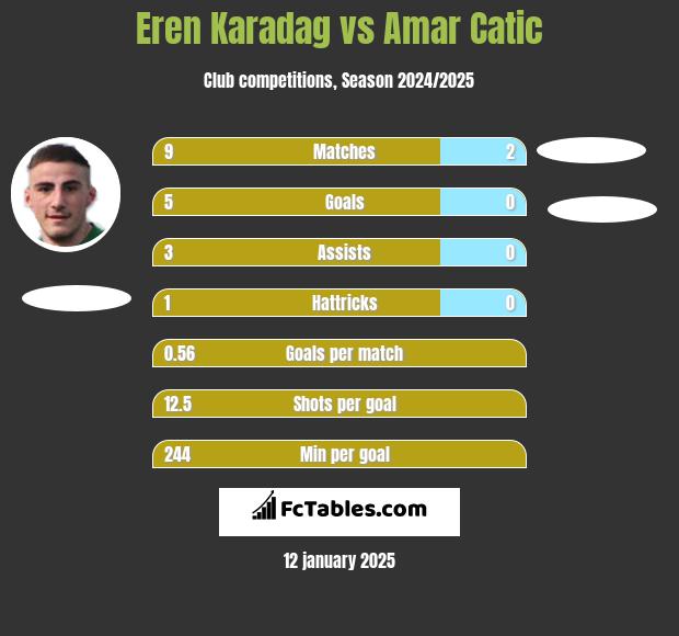 Eren Karadag vs Amar Catic h2h player stats