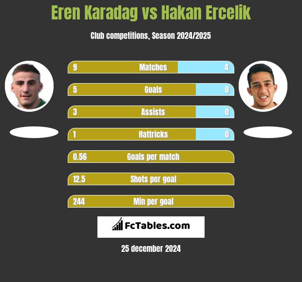 Eren Karadag vs Hakan Ercelik h2h player stats