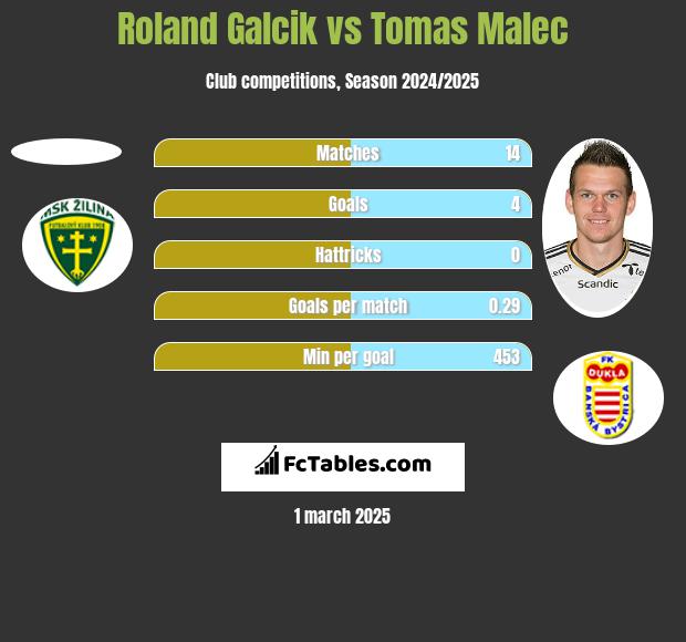 Roland Galcik vs Tomas Malec h2h player stats