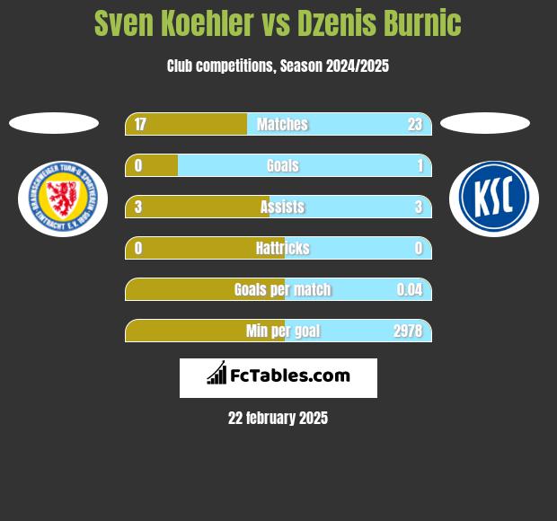 Sven Koehler vs Dzenis Burnic h2h player stats