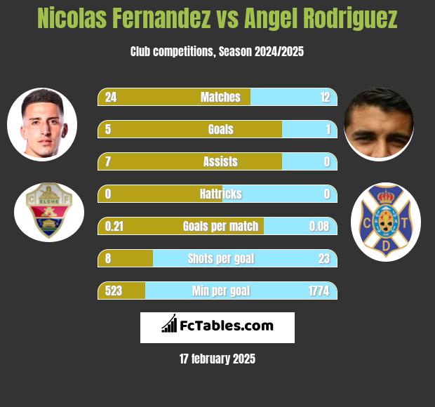 Nicolas Fernandez vs Angel Rodriguez h2h player stats