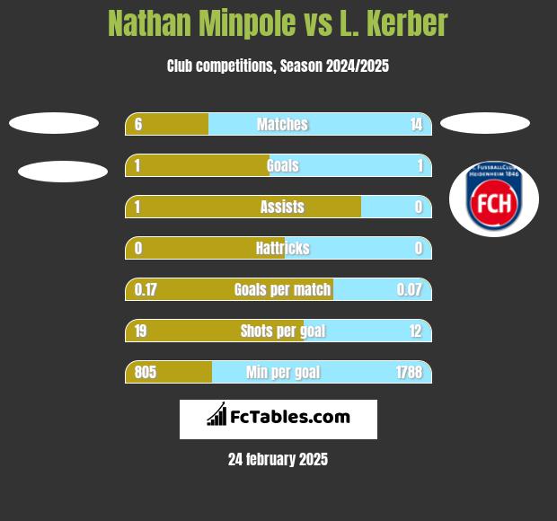 Nathan Minpole vs L. Kerber h2h player stats