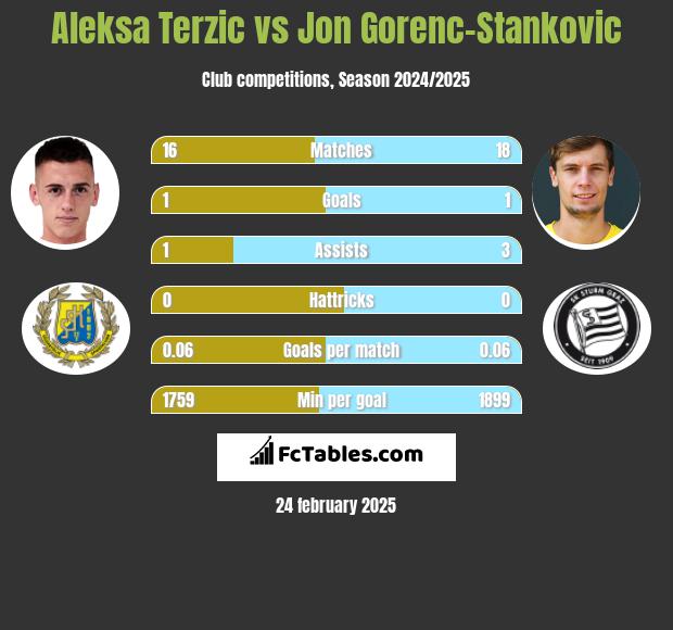 Aleksa Terzic vs Jon Gorenc-Stankovic h2h player stats