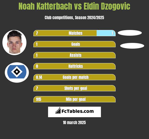 Noah Katterbach vs Eldin Dzogovic h2h player stats