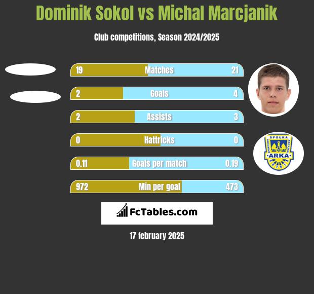 Dominik Sokol vs Michal Marcjanik h2h player stats