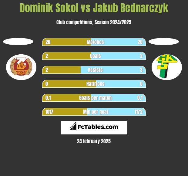 Dominik Sokol vs Jakub Bednarczyk h2h player stats