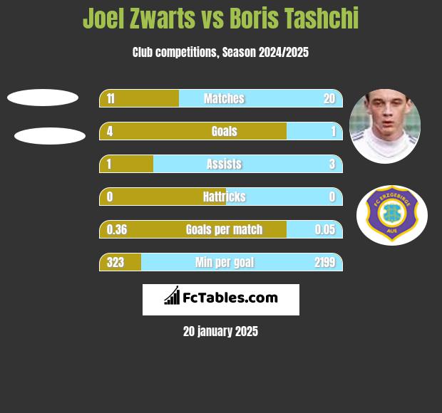 Joel Zwarts vs Boris Tashchi h2h player stats