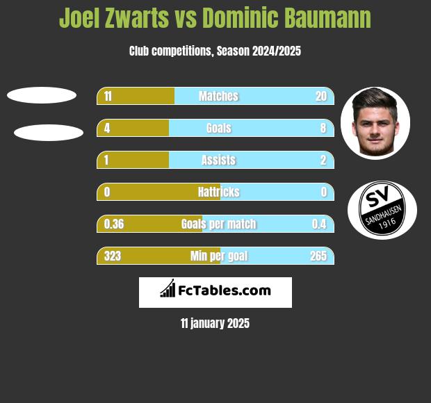 Joel Zwarts vs Dominic Baumann h2h player stats