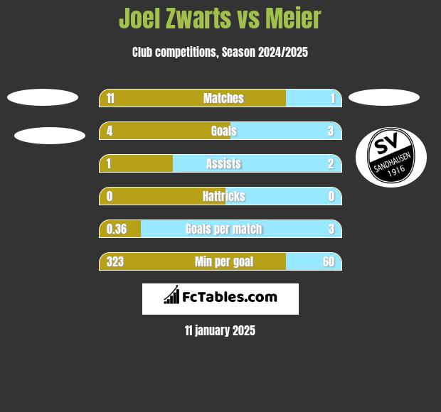 Joel Zwarts vs Meier h2h player stats