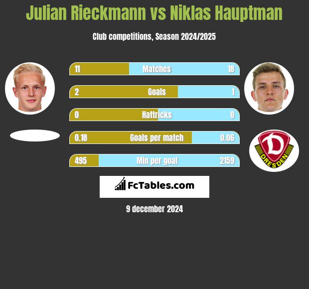 Julian Rieckmann vs Niklas Hauptman h2h player stats