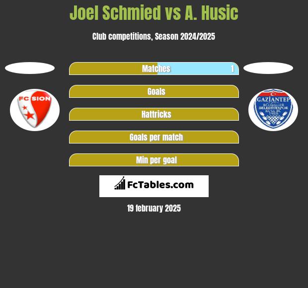 Joel Schmied vs A. Husic h2h player stats