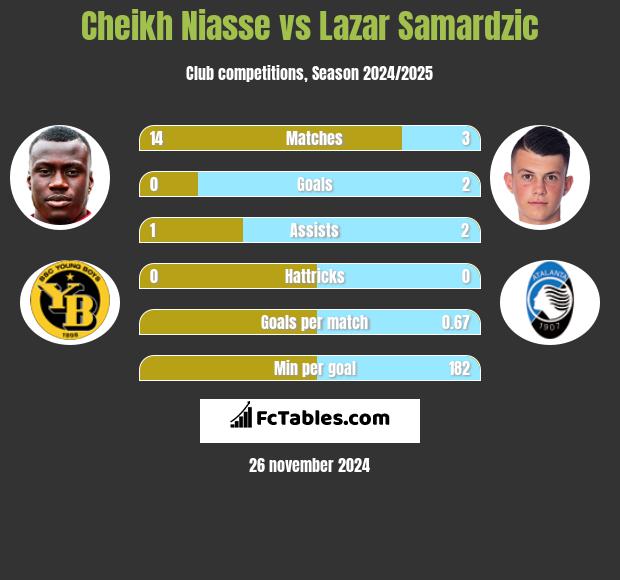 Cheikh Niasse vs Lazar Samardzic h2h player stats