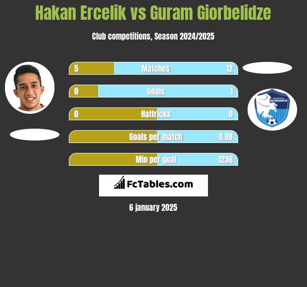 Hakan Ercelik vs Guram Giorbelidze h2h player stats