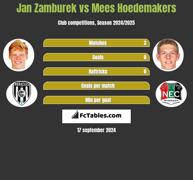 Jan Zamburek vs Mees Hoedemakers h2h player stats