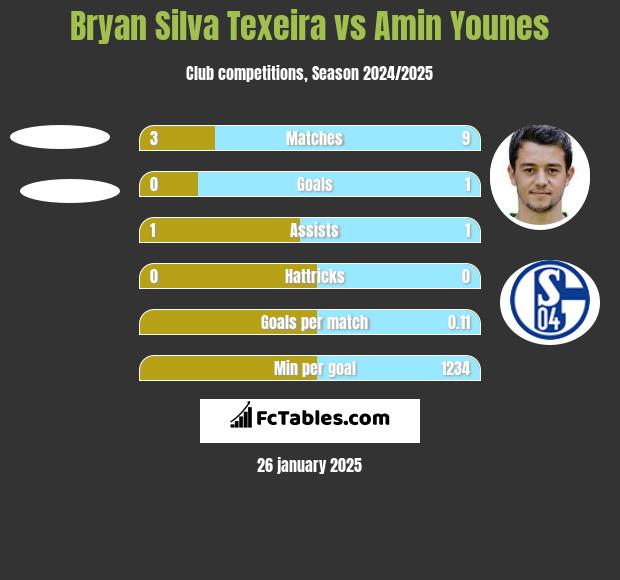 Bryan Silva Texeira vs Amin Younes h2h player stats