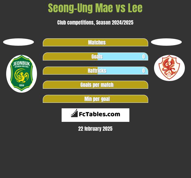 Seong-Ung Mae vs Lee h2h player stats