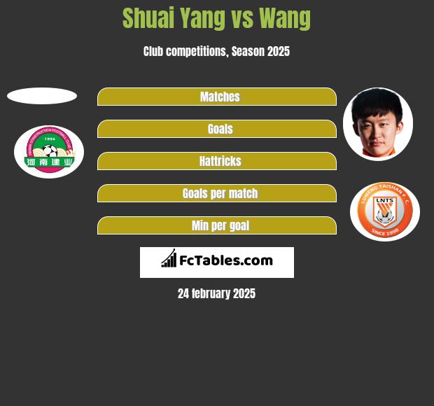 Shuai Yang vs Wang h2h player stats