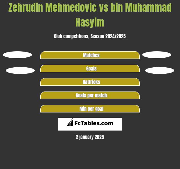 Zehrudin Mehmedovic vs bin Muhammad Hasyim h2h player stats