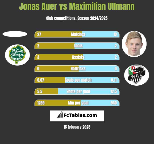 Jonas Auer vs Maximilian Ullmann h2h player stats