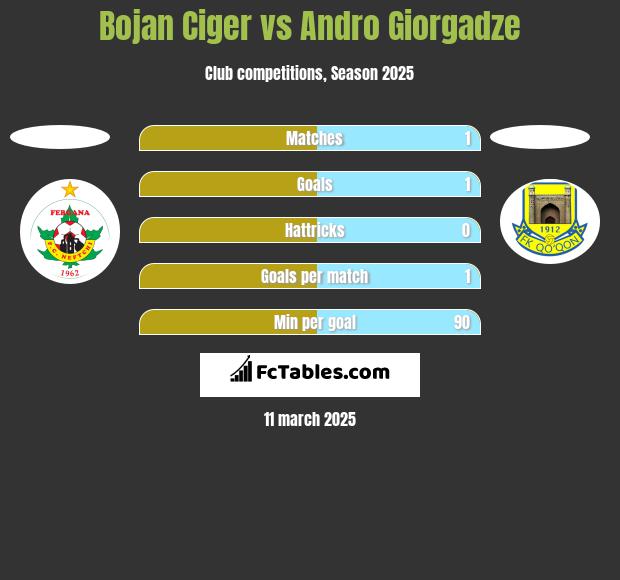 Bojan Ciger vs Andro Giorgadze h2h player stats