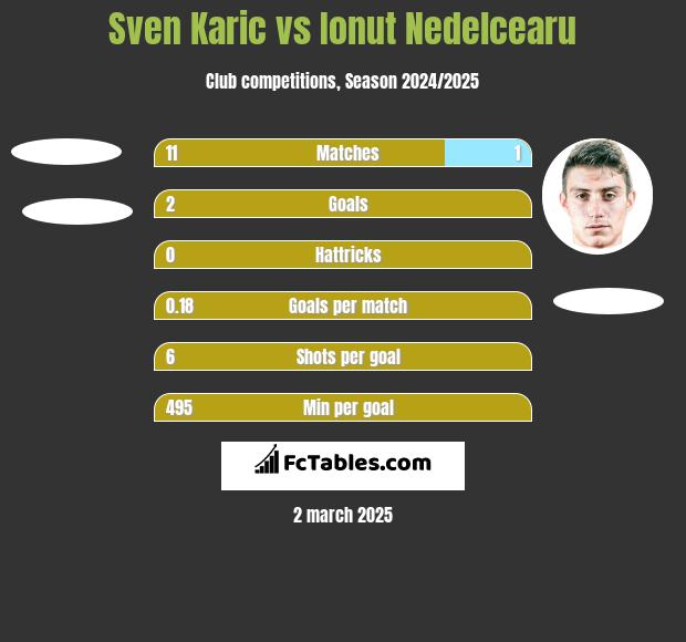 Sven Karic vs Ionut Nedelcearu h2h player stats