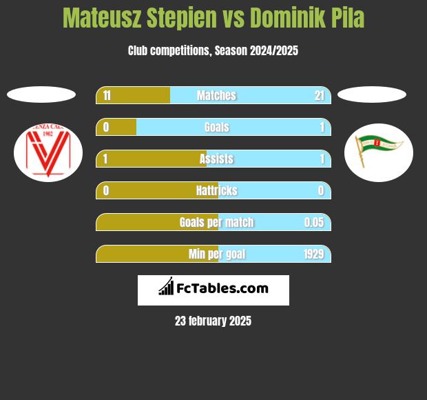 Mateusz Stepien vs Dominik Pila h2h player stats