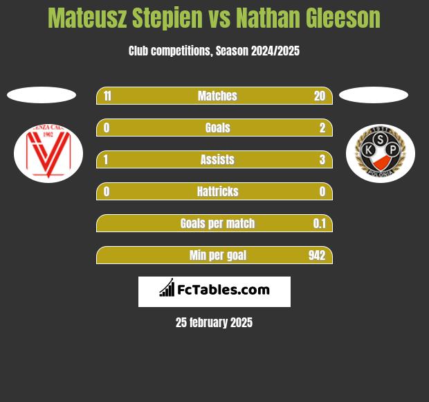 Mateusz Stepien vs Nathan Gleeson h2h player stats