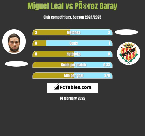 Miguel Leal vs PÃ©rez Garay h2h player stats