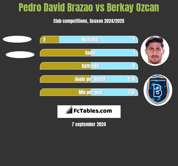 Pedro David Brazao vs Berkay Ozcan h2h player stats